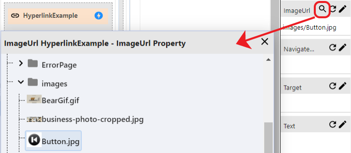 Configuration for the “ImageUrl” property by using the “ImageUrl ...