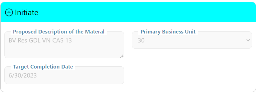 A sample group named “Initiate” with properties: “Proposed Description ...